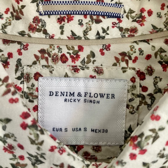 NWT Men’s DENIM & FLOWER Print Shirt Size S - Picture 3 of 7